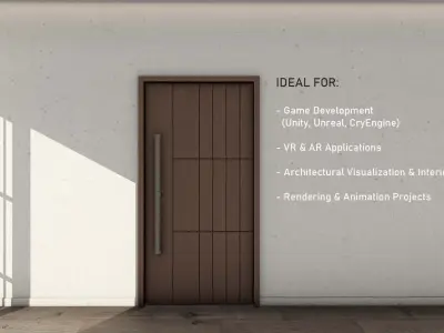 Elegant Apartment Door with Subtle Wood Grain 15 Low-poly 3D model