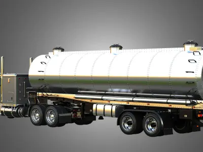 57P Truck with Tanker Trailer 3D model
