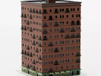 Procedural building Free 3D model