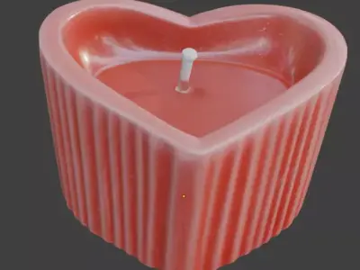 Heart-Shaped Candle 3D Model Low-poly 3D model