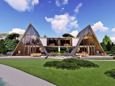 double A frame house Low-poly 3D model