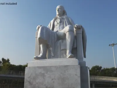  Franklin Bust Seated Pose Marble 