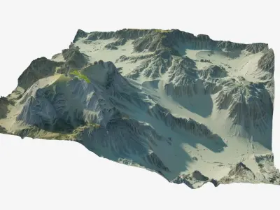 Highly detailed sci-fi desert terrain 3D model