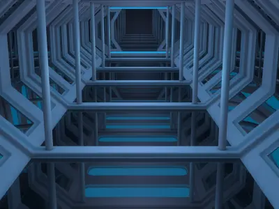 Sci Fi Corridor 3D model 34