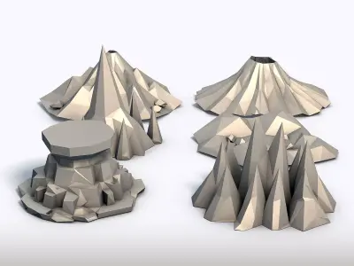 Mountains Low Poly 6 Models 3D model