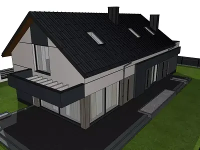 Modern Suburban House 3D Model  Anthracite  3D model