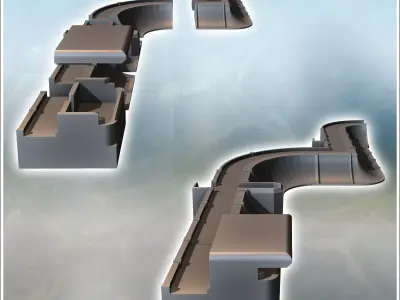 Atlantic Wall fortifications with coastal wall and bunker 3 - Wo 3D print model