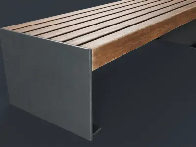Modern Outdoor Bench 12 PBR Game Ready Low-poly 3D model