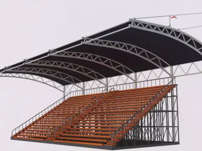 Bleacher With Canopy Shade 3D model