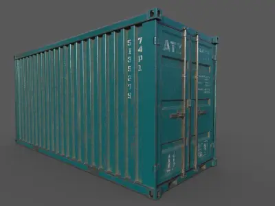 Dark Teal Shipping Container PBR Low-Poly Game Ready 3D Model Low-poly 3D model