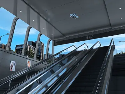 Animation of subway exit escalator 3D model