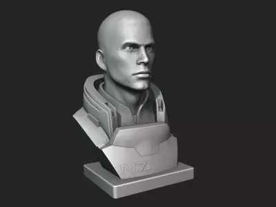 Mass Effect - Commander Shepard Bust 3D print model