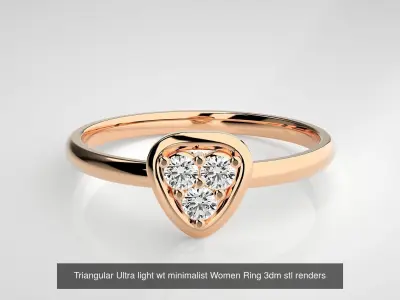 5 Geometric shape Ultra light wt minimalist Women Ring 3dm stl 3D Model Pack