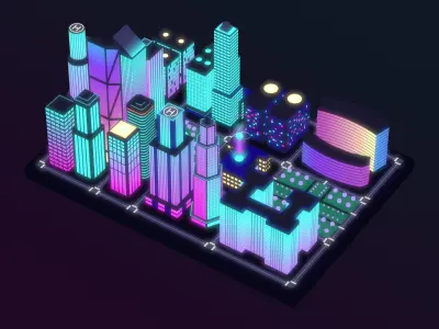 Neon City low-poly Low-poly 3D model