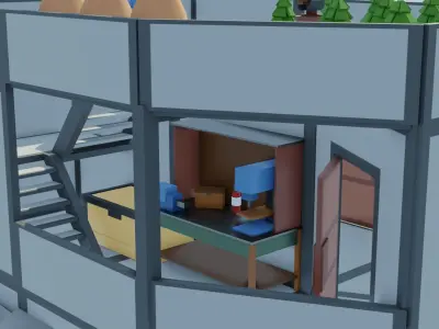 Rust low-poly building bases assets Free low-poly 3D model