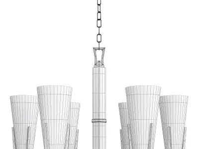 Upton 6 Light Chandelier Aged Brass Finish Low-poly 3D model
