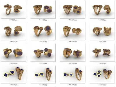 ring 93 pieces drawing 3d rihone ring rings ring models gold 3D print model