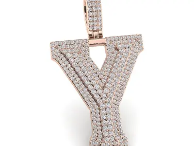 Alphabet Latter Y Diamond Pendent 3D print model