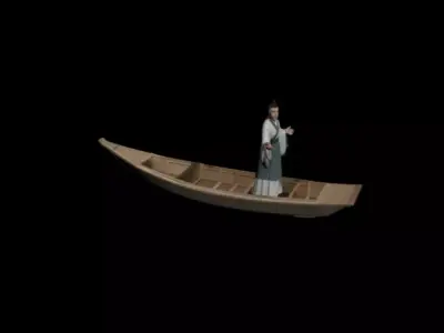 Chinese scene with light boat scholar 3D model purchase