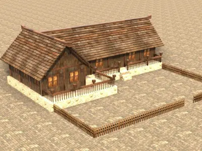 Game-ready fantasy medieval home Low-poly 3D model