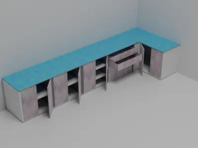Low poly kitchen Free low-poly 3D model
