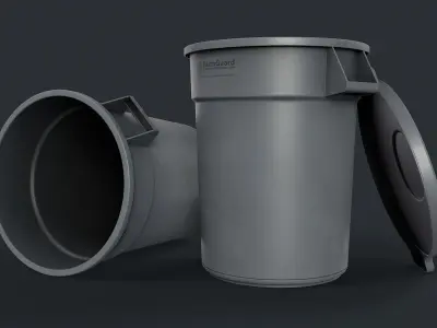 Street Trash Can 39 PBR Game Ready Low-poly 3D model