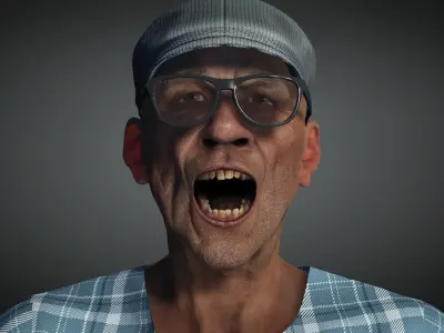 Asian Old man rigged 3D model 3D model