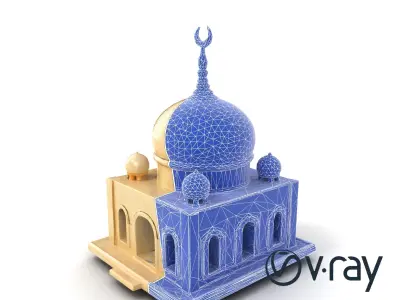 Stylized Mosque Crescent Dome model pack Low-poly 3D model