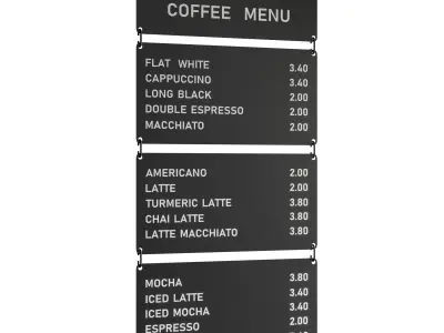Menu for restaurants and coffee shops 3D model