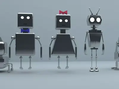 Simple robot characters 3D model