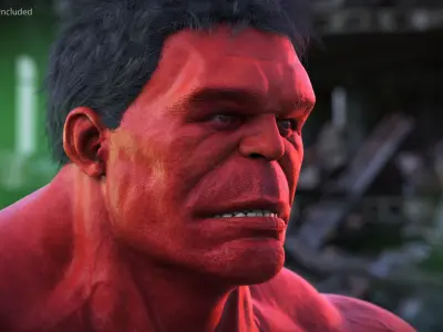  Red Hulk Fur for Cinema 4D Rigged 
