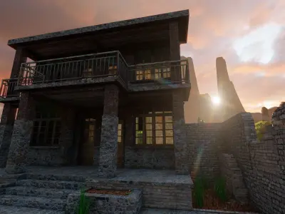 Vilage in forest-old house 3D model