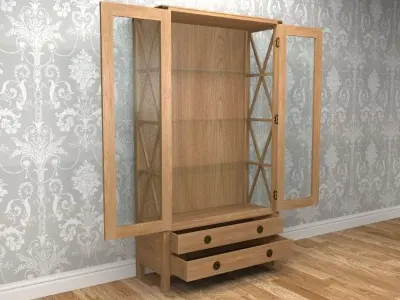 Laura Ashley Balmoral Chestnut 2 Door 2 Drawer Display Cabinet 3D model