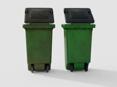 plastic dust bin with 4k pbr textures clean and dirty Low-poly 3D model