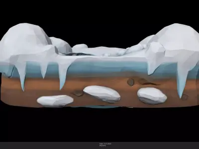 Stylized Snowy Ground Game Ready - AI Low-poly 3D model