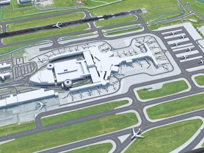 John Glenn Columbus International Airport 10km Low-poly 3D model