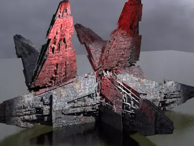 Sci-Fi City dystopia Mega city colony Pyramid Ship Kit bash  3D model