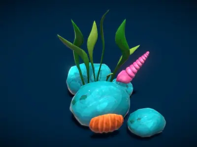 Cartoon Seaweed 4 Low-poly 3D model