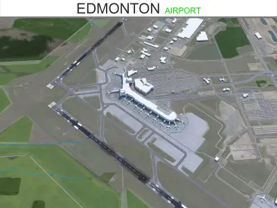 Edmonton Airport 15km Low-poly 3D model