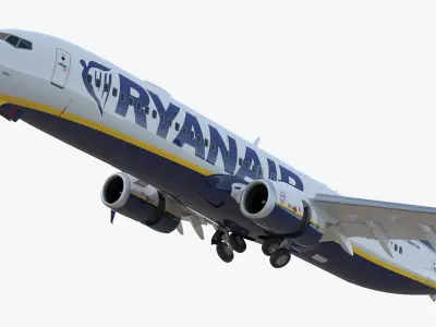  Ryanair Boeing 737-900 with Interior and Doors Rigged for Maya 