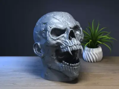 Scream Skull Headphone Stand Cyborg Headset Stand 3D print model