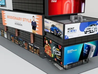 Realistic NYC Times Square 6 Buildings Collection Pack Low-poly 3D model