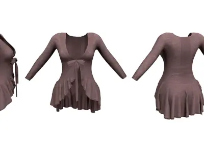Ladies Flowing Bottom Long Cardigan Sweater Low-poly 3D model