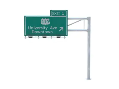 Highway Sign 06 Low-poly 3D model