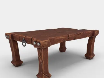 stylized dining table Low-poly 3D model