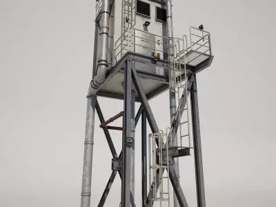  Industrial Refinery Tower Low-poly 3D model