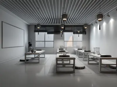 Traditional School Classroom Japanese Style  Low-poly 3D model
