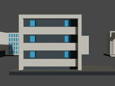 Low poly city game asset Low-poly 3D model
