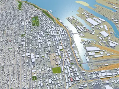 Tacoma Washington USA 50km Low-poly 3D model