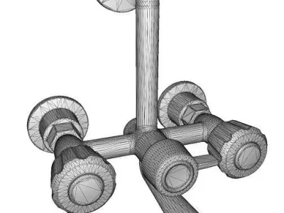 Classic Brass Shower Faucet Low-poly 3D model